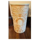 Antique pottery umbrella stand, wonderful, molded