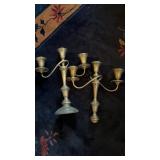 Pair of sterling silver candelabra, three light