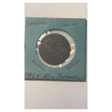 1864 New Brunswick one cent copper coin depicting
