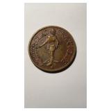 Antique copper clad crank club token, with a