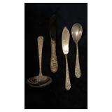 4 Alvin Sterling silver 925 serving pieces, ,