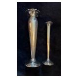 2 sterling Silver Bud vases, both with weighted