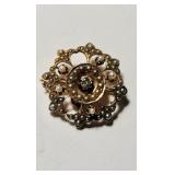 14 K gold seed pearl brooch & pendant , measures