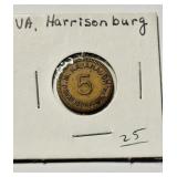 Antique Harrisonburg Virginia VA , bottle token