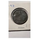 Copper 'Hard Times' token featuring the Merchants