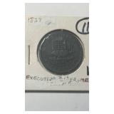 1837 executive experiment, trade token, with a