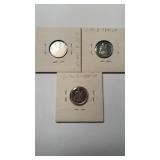 3 silver 1880s US dime coin Love Tokens , US $.10