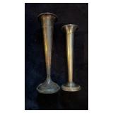 2 sterling silver bud vases, both with weighted