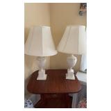 Pair of  vintage white porcelain table lamps
