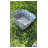 Galvanized metal washtub, with side handles, one