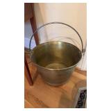 Extra large, antique brass bucket with copper