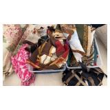 Two small tubs of ladies scarves, both silk and