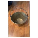 Medium size antique brass bucket with copper
