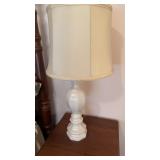 Pair of white ceramic table, lamps, with white