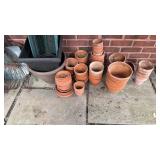 Collection of smaller size, clay, flowerpots,