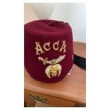 Antique masonic, ACCA  fez hat with large black