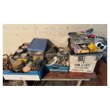 Group lot of garage items, nails, and screws,