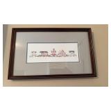 Small framed print of five Victorian homes