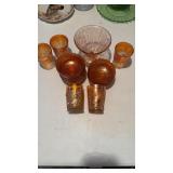 11 pieces of depression, glass, iridescent,