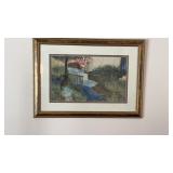 Framed and triple Mat print wicker garden seat
