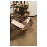 Resin plastic, three part birdbath water fountain