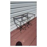 Two square side tables with no tops both measure
