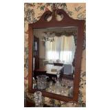 E A Clore Cherry framed wall mirror open pediment