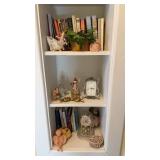 Group lot of decorative items, paperback books,