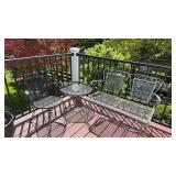 Small three-piece patio metal furniture, set,
