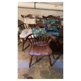 Set of three Rockwell, armchairs, with cushions,