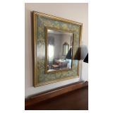 Light green and gold wide framed beveled wall