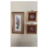 Group 3 framed art pieces, framed, signed