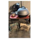 Card table lot with two portable fans, not