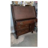 Antique slant front desk, with three drawers and