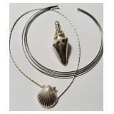 2 marked Sterling silver 925 necklaces with shell