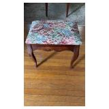 Vintage footstool, small bench, with a flamed