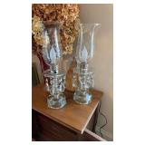 Pair of glass table, lamps, with teardrop hanging