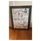 Framed Broadway poster, with many of the classic