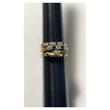 3 marked 14 K gold rings with stones , all three