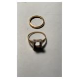 2 marked 14 K gold, scrap gold, one simple band
