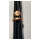 2 Gold rings, 10k, gold, marks are unclear,