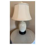 Pair of table, lamps, Chinese inspired white