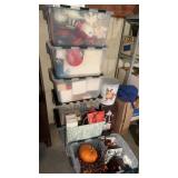 6 tubs of Christmas, holiday, decorations,