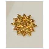 10 Kt gold brooch, Black Hills gold with three