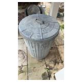 Vintage galvanized trashcan with the lid, and