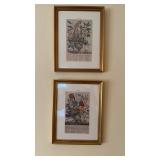 Two smaller framed month prints for January and