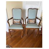 Pair matched vintage armchairs, with Cabriole legs