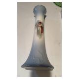 Antique, tall, porcelain flower vase with a