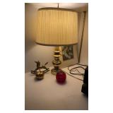 Small brass table lamp, brass, apple, brass,