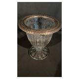 Large sterling silver rimmed cut glass bowl,